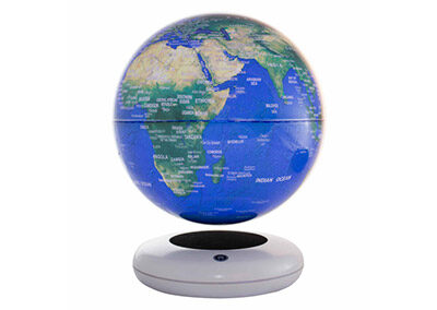 Grand Globe terrestre lumineux en lévitation avec base blanche TERRA MAXI